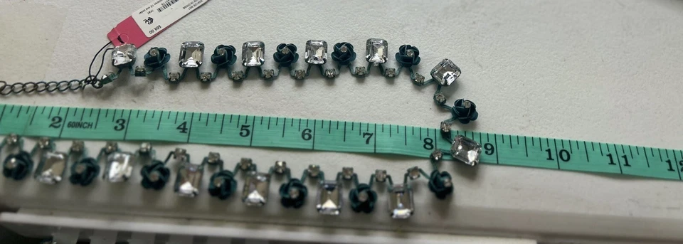 Collar Betsey Johnson pátina oxidada cobre verde metal rosa bronce cristal Foto 4 de 4