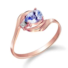 18K. SOLD GOLD RING WITH NATURAL DIAMOND & TANZANITE (Rose Gold)