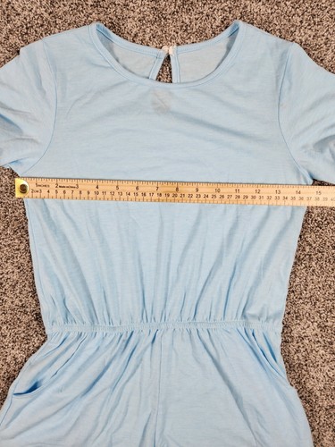 Girls Short Ruffle Sleeve One Piece Romper Size Large Light Blue - Picture 5 of 8