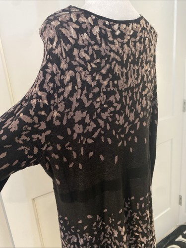 DRESS BARN Women's 3X Ombré Knit Dress Black/Tan Church Shift Career Whimsy Midi - Picture 12 of 14