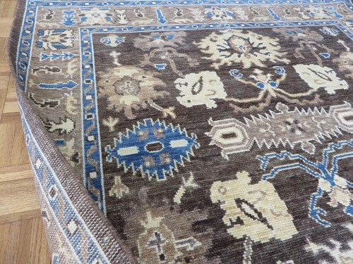6 x 6 Square Hand Knotted Chocolate Brown Modern Oushak Oriental Rug G13106 - Picture 11 of 12