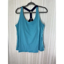 Ruby Ribbon Sport Demi Tank Ocean Blue Navy Straps Active Stretch Size 44 #1819