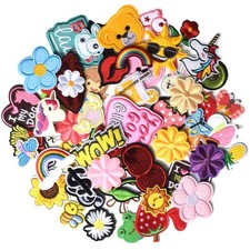 60Pcs Random Assorted Iron on Patches Cute Sewing Applique for Jackets Hats B...