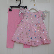 NWT 2pc Rare Editions Pink Colorful Butterfly Top  Leggings Set sz 2t