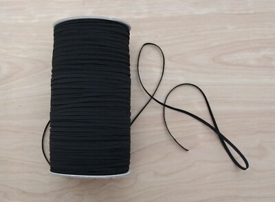 Gummiband 3mm flach 4 Kordeln schwarz 2 Meter Schnittlänge