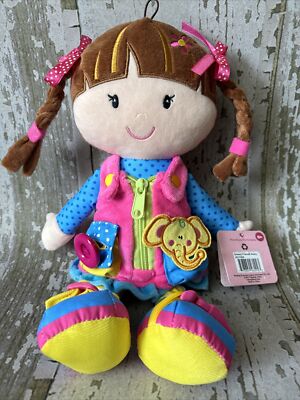 June Garden Dressy Friends Plush Activity Doll Avery Zip Buckle Button Braids
