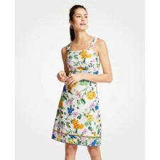 NWT Womens Size 0 Ann Taylor Vintage Floral Linen Blend Sheath Mini Dress NEW