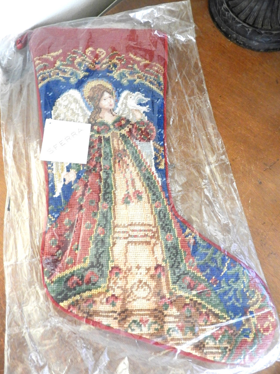 Sferra Needlepoint Christmas Stocking ANGEL WITH DOVE Wool NEW! eBay
