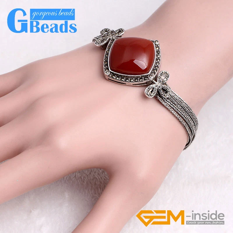 Brazalete Borla Tibetana Astilla Marcasita Joyería Pulsera Para Mujer 25mmx7" Dije Foto 4 de 4