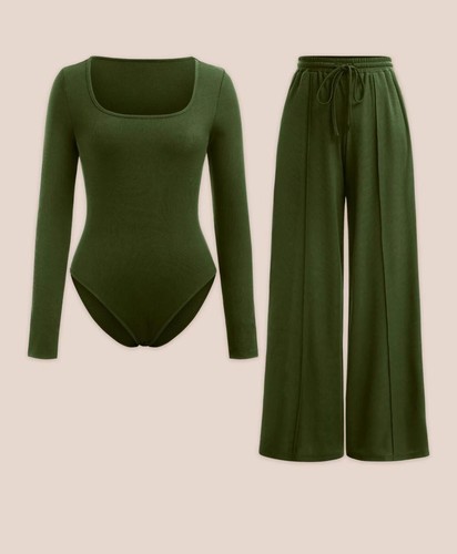 Body donna gamba larga set pantaloni donna due pezzi Palazzo Coord tuta - Foto 3 di 11