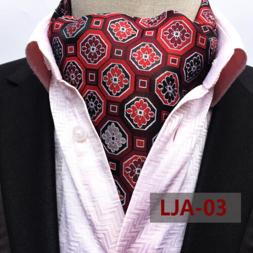 Men Cravat Scarves Paisley Polka Dots Ascot Wedding Party Self-tied Ties - Picture 9 of 27
