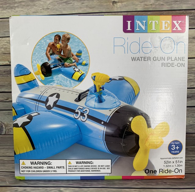 Intex Water Gun Plane Ride-On Kids Swimming Pool Squirt Gun Airplane Float Blue | eBay