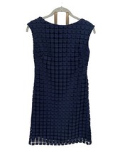 Ralph Lauren Women's Dress Sz 2P Navy Geometric Square Lace SI58