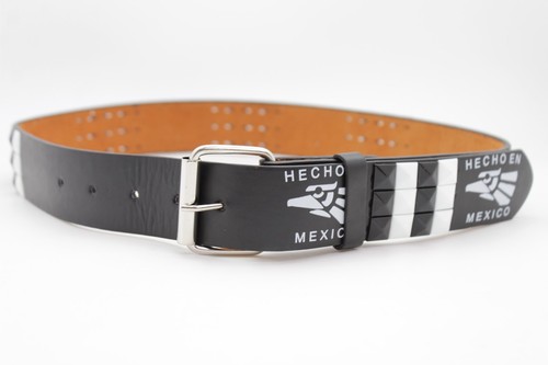 Nuevo Mujer Hombre Negra Punk Rock Cinturón de Moda Blanco Hecho México Águila - Imagen 8 de 12