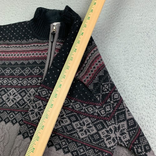 VTG Obermeyer Sweater Mens M 1/4 Zip Mock Neck Long Sleeve Cable Fair isle Print - Picture 10 of 12