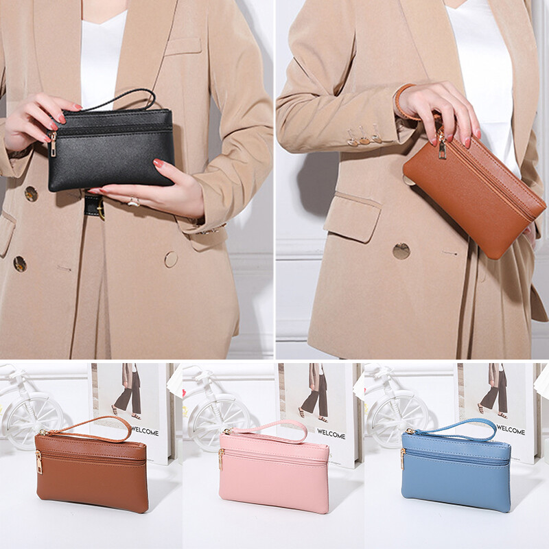 Women Office PU Leather Long Purse Clutch Zipper Business Wallet Bag Card Holder