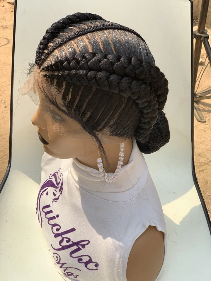 Peruca trançada trançada tranças francesas, tranças caixa sem botões, peruca de trança frontal, peruca de trança, ponto - Imagem 2 de 4