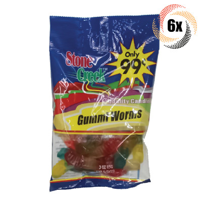 6x Bags Stone Creek Assorted Gummi Worms Quality Candies | 3oz