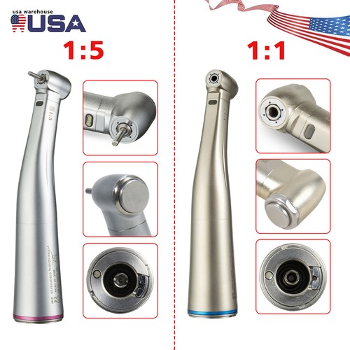NSK Style Electric Dental Fiber Optic LED 1:1 1:5 Handpiece Contra Angle Inner - Picture 3 of 15