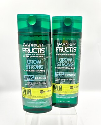 (2) Garnier Fructis Grow Strong Cooling Shampoo 2-in-1 Hair & Scalp for Men Disc