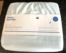 Simply Essential Truly Soft Microfiber Sheet Set Twin Light Blue NEW  xbw