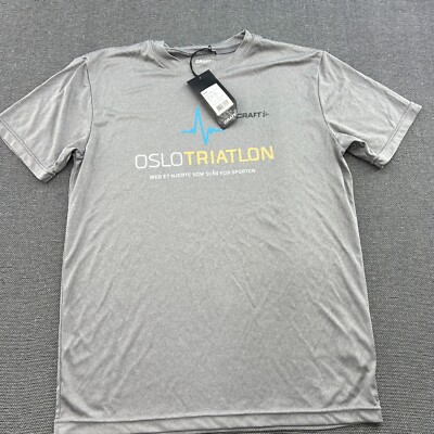 CRAFT Herren Shirt Medium Running Grau Kurzarm Schnelltrocknend Marathon