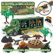 Dinosaur Toy Transport Truck 12Pack Inertia 3 Dinosaur Cars Random Perfect Gift