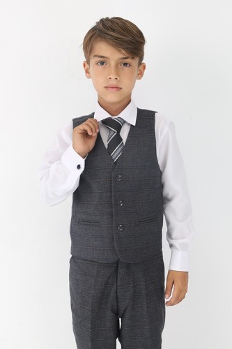 Traje de ajuste a medida tipo tweed para niños para bodas y ocasiones especiales - Imagen 9 de 21