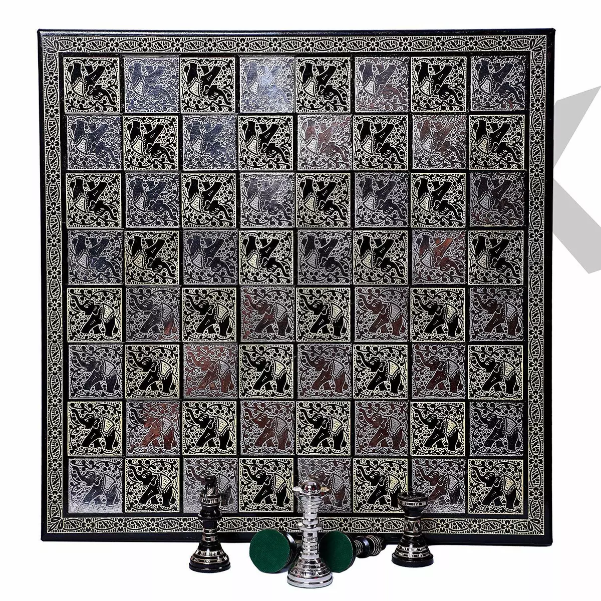 Collectible Large 100% Brass Vintage Chess board game set for adults 14X14  inch