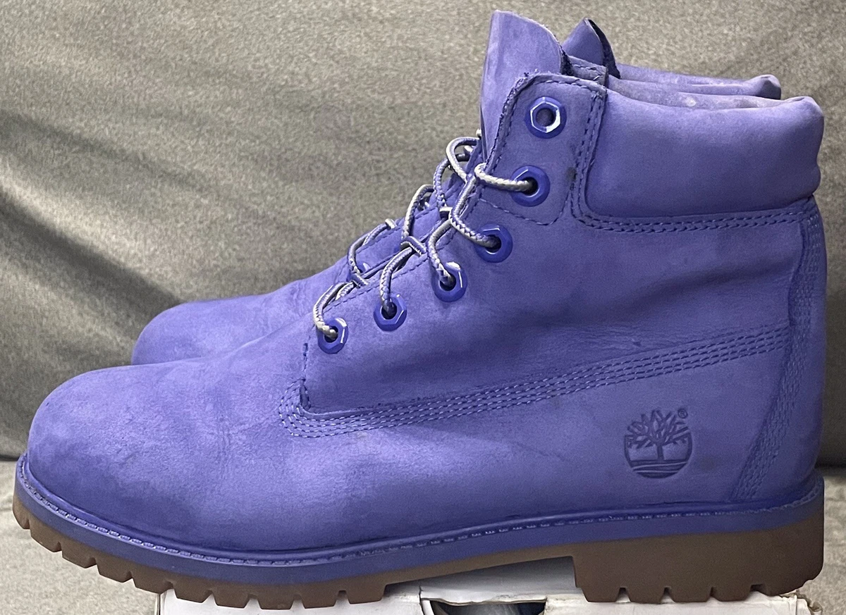 Timberland 6 Inch Basic Waterproof Royal Blue Nubuck Boots A1P6H Youth Sz 7