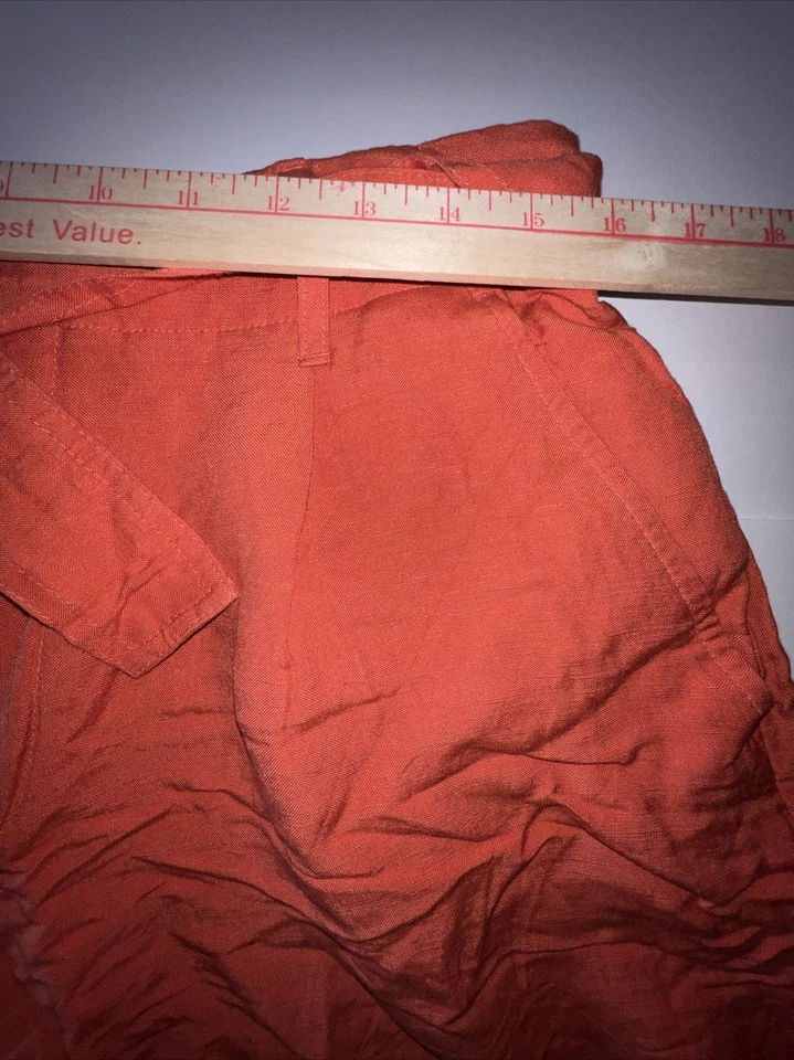Pantalones Cortos A New Day Para Mujer Naranja Bolsillos con Cinturón Lino Rayón Grandes Foto 3 de 4