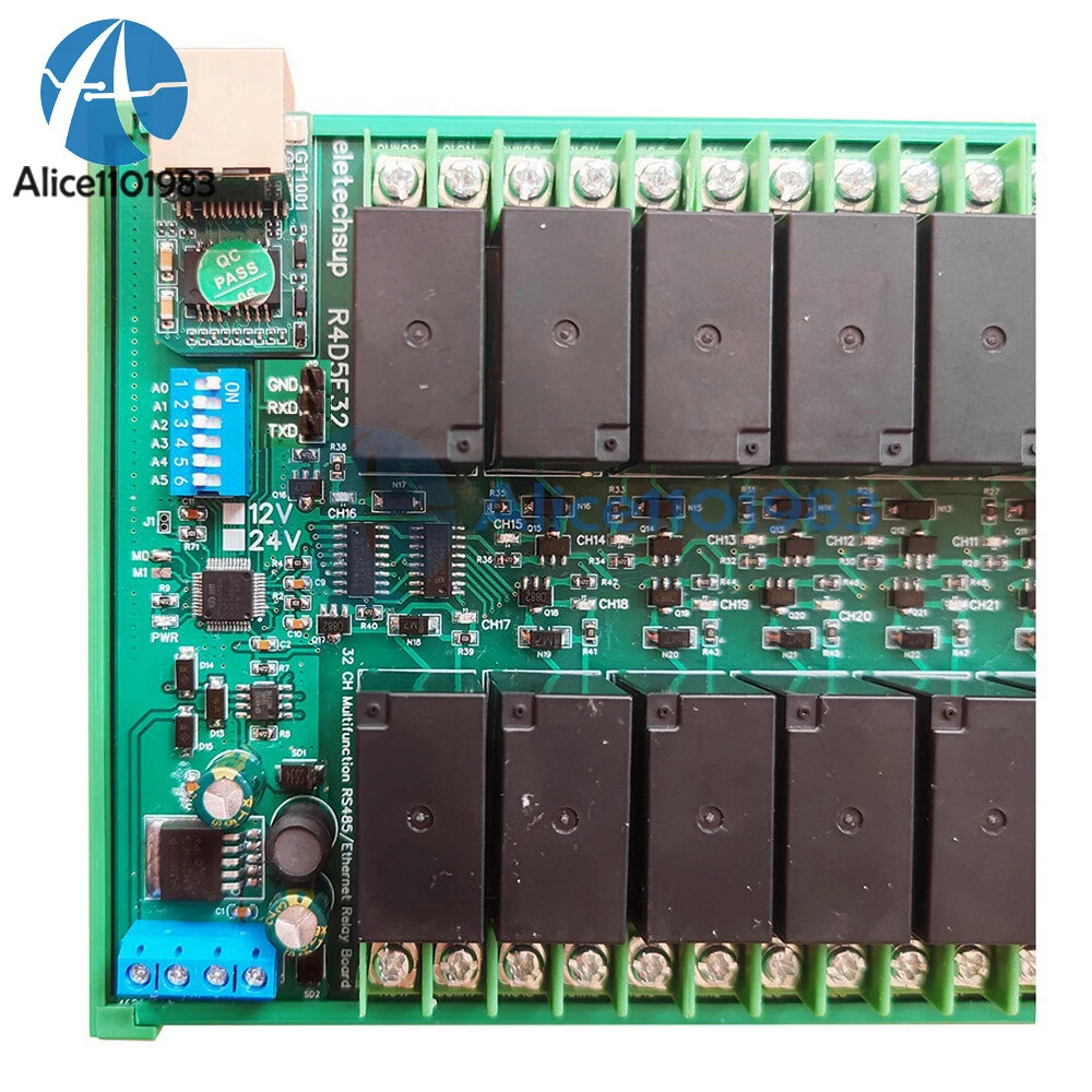 DC 12V24V 20A 32CH RS485Ethernet Modbus Rtu Relay Board For PLC IO Board  | eBay