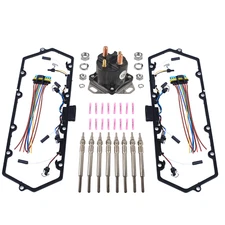 For 7.3L 98-03 Ford Powerstroke Diesel Glow Plugs Gasket & 8 Glow Plugs+Relay