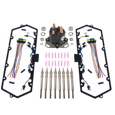 For 7.3L 98-03 Ford Powerstroke Diesel Glow Plugs Gasket & 8 Glow Plugs+Relay