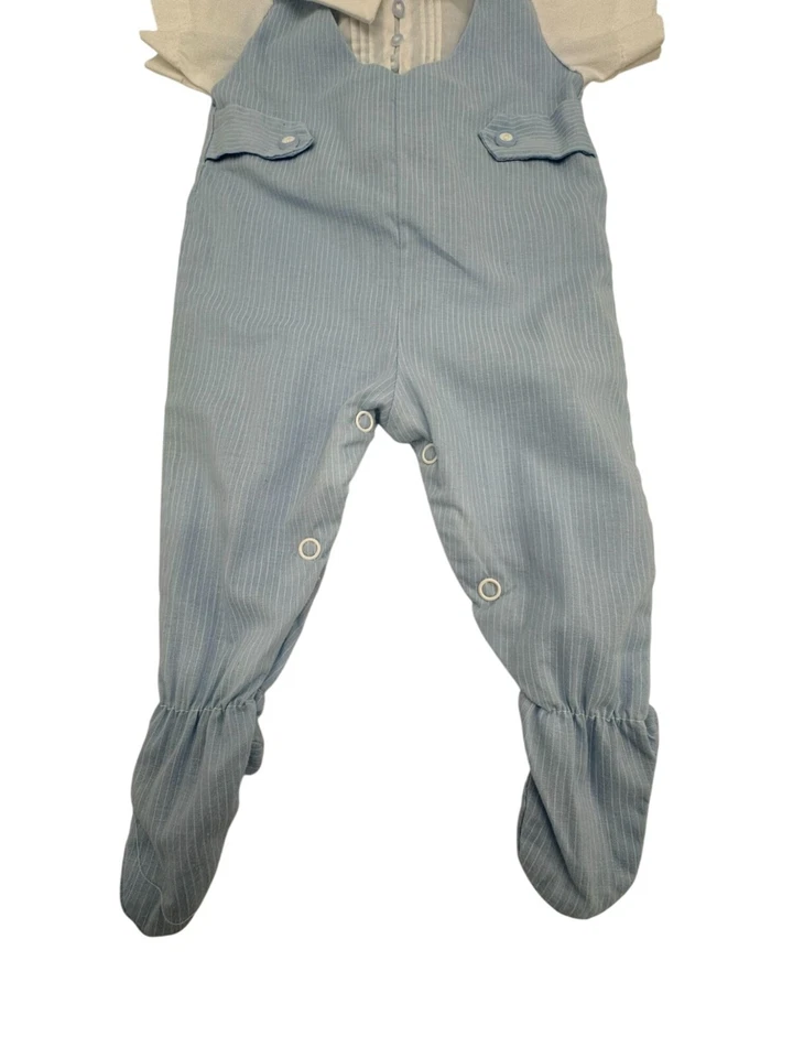 Mono a rayas azul infantil Alexis vintage con camisa blanca y cola Peter Pan Foto 4 de 4