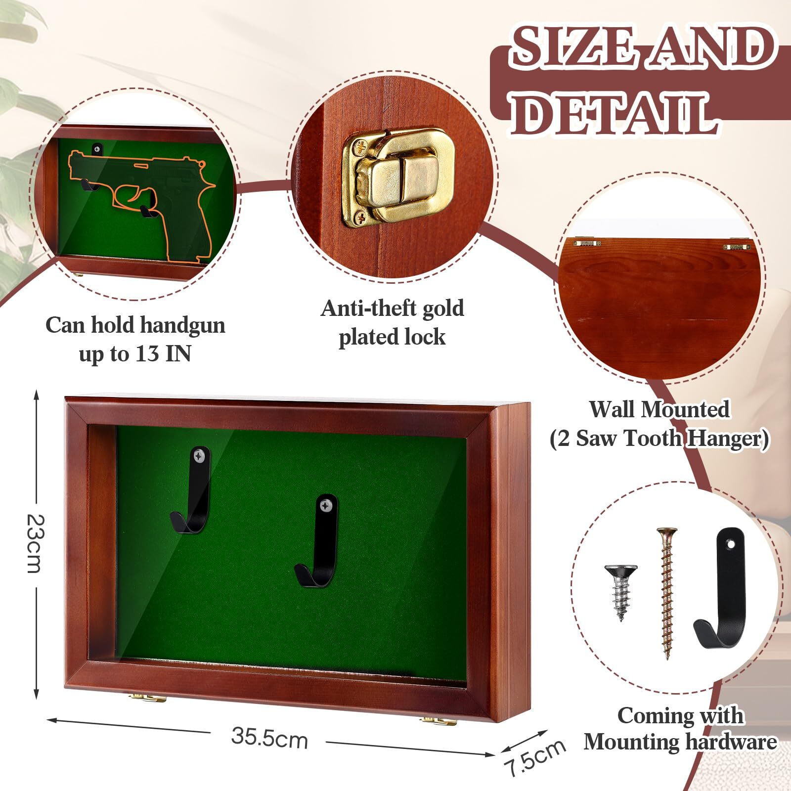 Shadow Box For Revolver Gun Display Case Wood Handgun Pistol Revolver UV Shadow Box Stand Rack ...