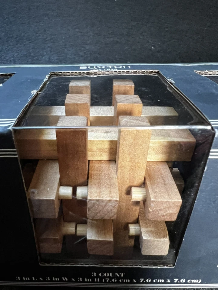 Buxton Wooden Mind Teaser Puzzle Set - 3 Puzzles In One Box - Image 3 of 4