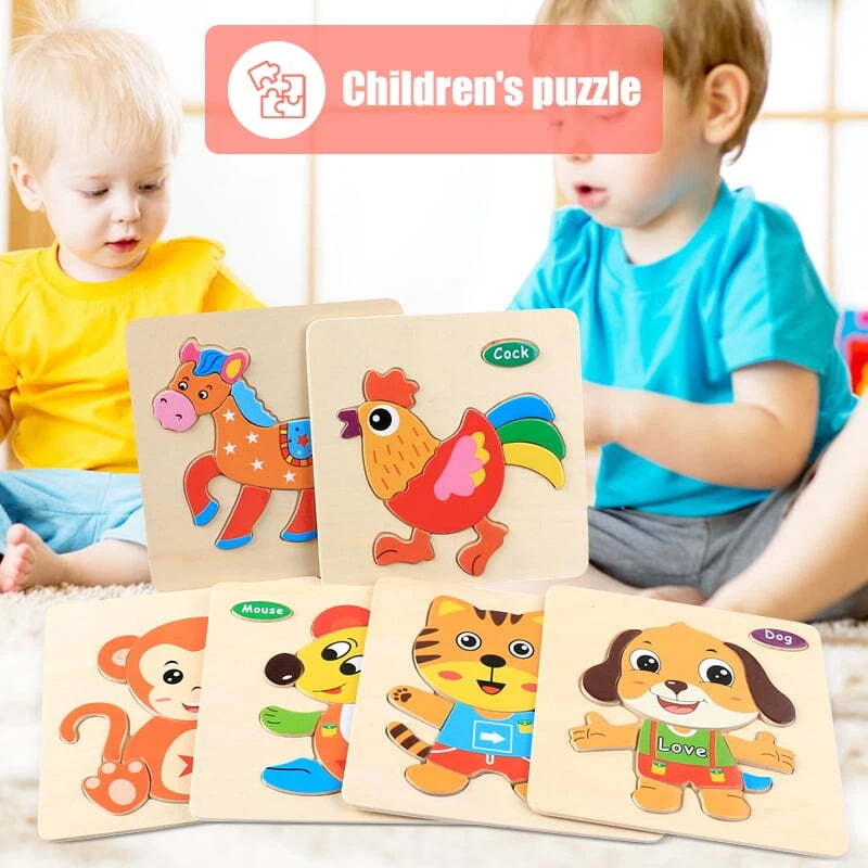 Wooden Puzzles Toy For 3+ Year Olds Toddler Animal Jigsaw Baby Educational Toys - Image 2 of 4