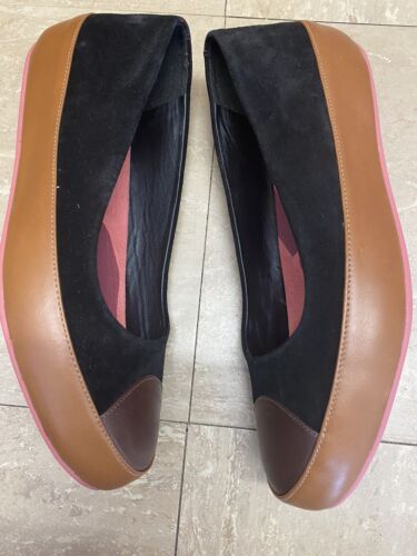 Fitflop UK 8 Due Ballerina Black/brown Suede/leather Pumps Ballet Flats - Picture 5 of 15
