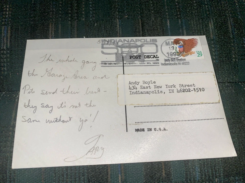 1993 Indianapolis 500 Collector Event Decal Sticker On Postcard May 13 PM - Image 2 of 2