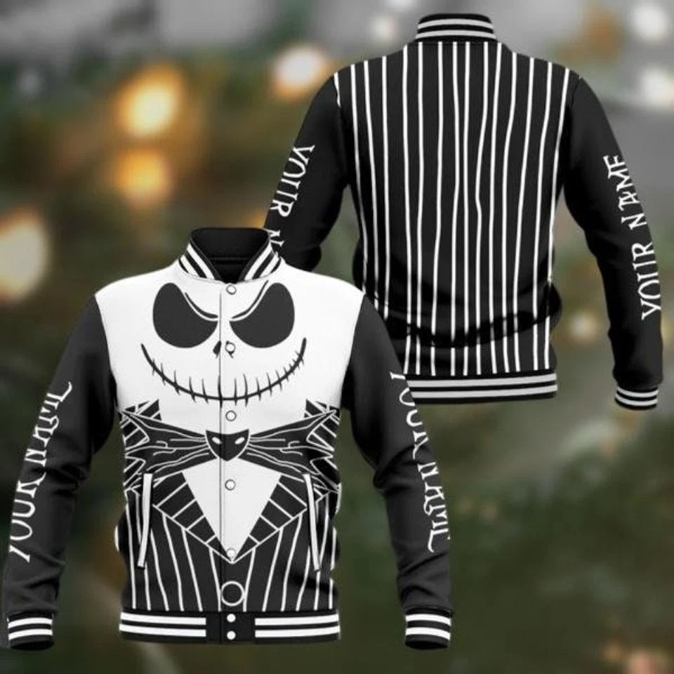 Personalized Jack Skellington Jacket, Nightmare Before Christmas Baseball Jacket