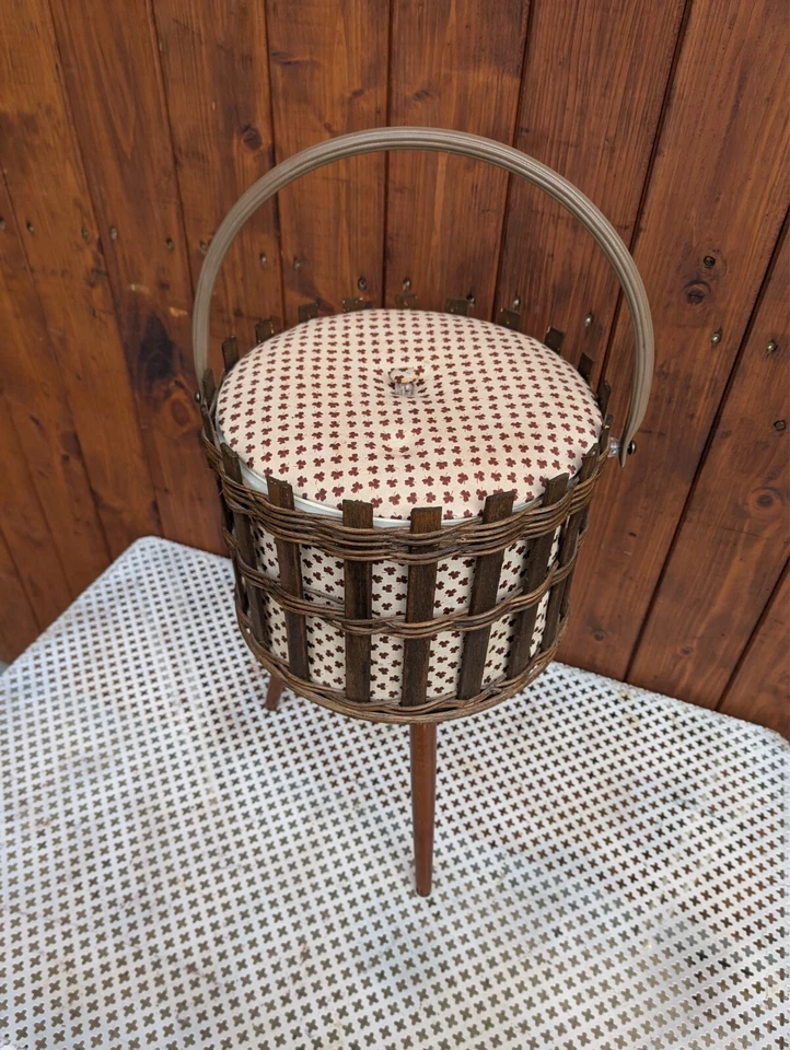 Nähkorb Wollkorb Körbchen Nähkörbchen Wolle Korb Nähkasten 70er Mid Century 5 - Bild 2 von 4