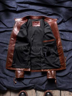 Washed Vegetable Tanned Goatskin Venom Biker Men's Retro Genuine