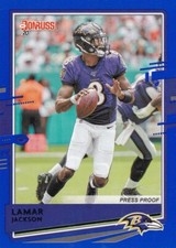 2020 DONRUSS BLUE PARALLELS VARIATIONS LAMAR JACKSON RAVENS PRESS PROOF B3716