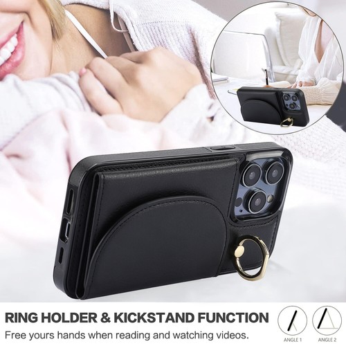 Fr iPhone 16 Pro Max 15 14 13 12 11 X 7 Wallet Folio Card Holder Ring Stand Case - Picture 11 of 50