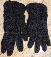 Vintage Size Large Wool  Textured Leather 10.5" Formal Gloves.  NEEDS REPAIR 