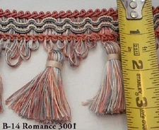High End Tassel Fringe- From Spain- 3"- Green/Rose/Cream - #3001