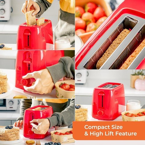 Geepas 2 Slice Roaster 6 Level Browning Control with Bread Crumb Tray Red 650W - Picture 7 of 7