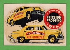 VINTAGE ORIGINAL 1950 "JOIE CHITWOOD DAREDEVILS" WYNN'S OIL WATER DECAL NICE!