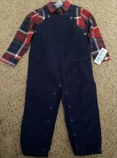 Carter's Blue Coveralls w/ Red and Blue Plaid long sleeve shirt size 0-3M , 24M